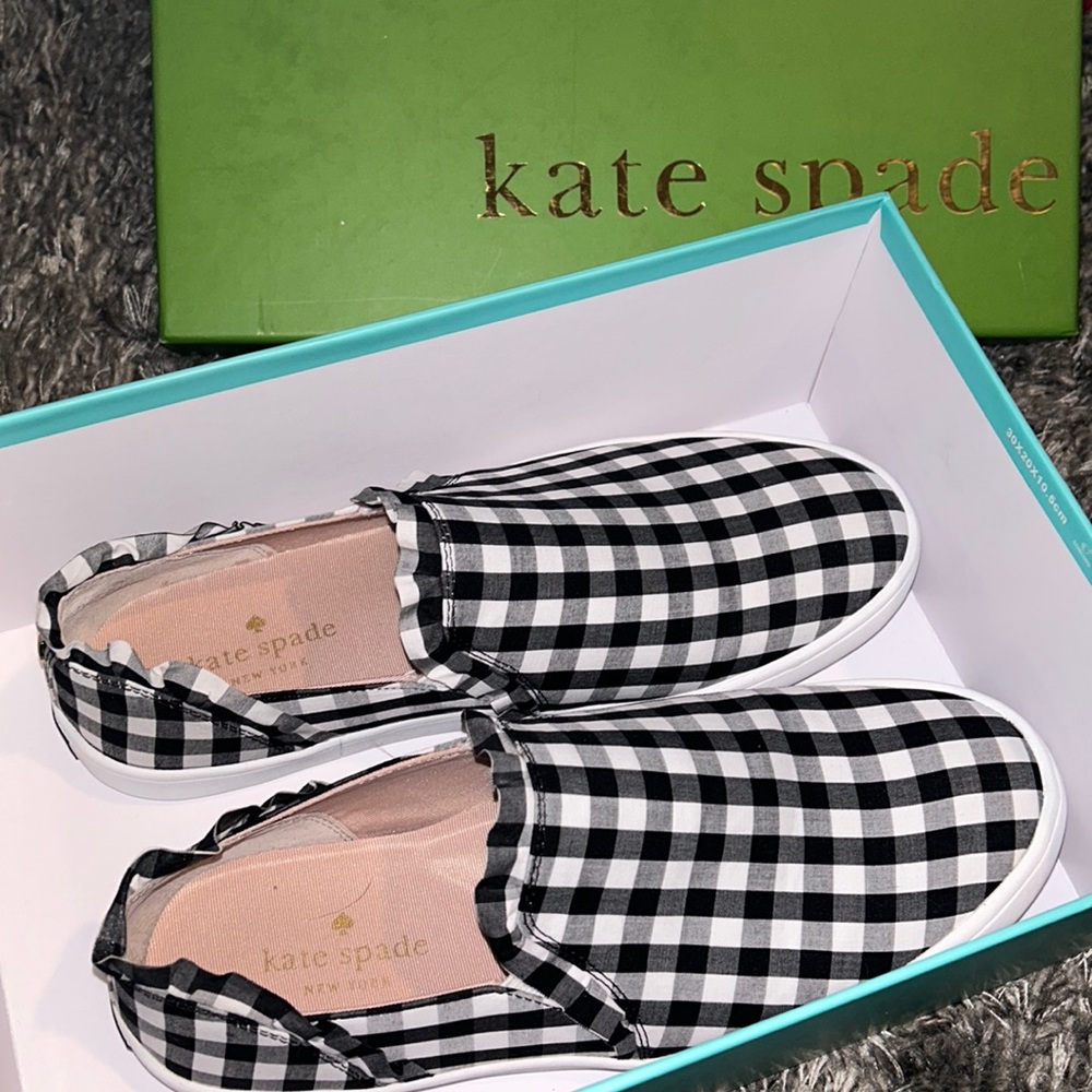 NWT Kate Spade gingham slip on shoes